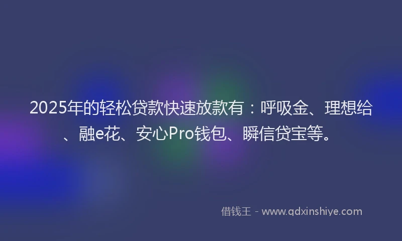 2025年的轻松贷款快速放款有：呼吸金、理想给、融e花、安心Pro钱包、瞬信贷宝等。