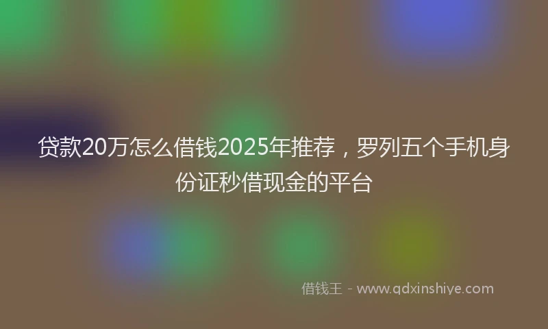 贷款20万怎么借钱2025年推荐，罗列五个手机身份证秒借现金的平台
