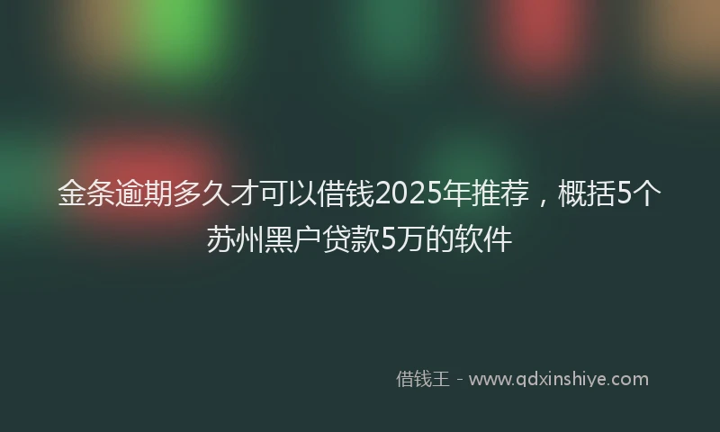金条逾期多久才可以借钱2025年推荐，概括5个苏州黑户贷款5万的软件