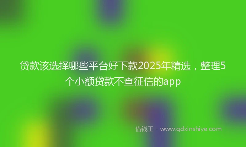 贷款该选择哪些平台好下款2025年精选，整理5个小额贷款不查征信的app