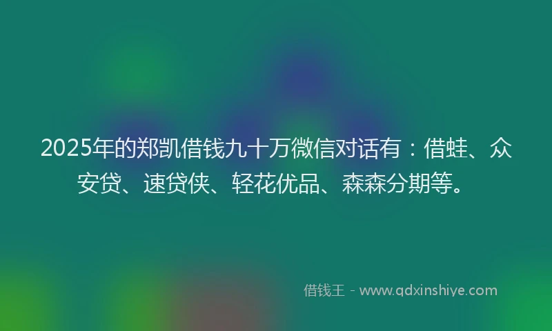 2025年的郑凯借钱九十万微信对话有：借蛙、众安贷、速贷侠、轻花优品、森森分期等。