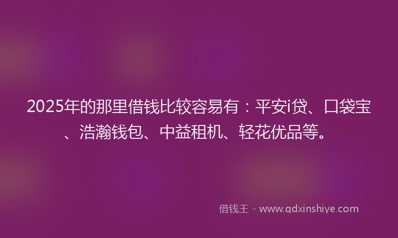 2025年的那里借钱比较容易有：平安i贷、口袋宝、浩瀚钱包、中益租机、轻花优品等。