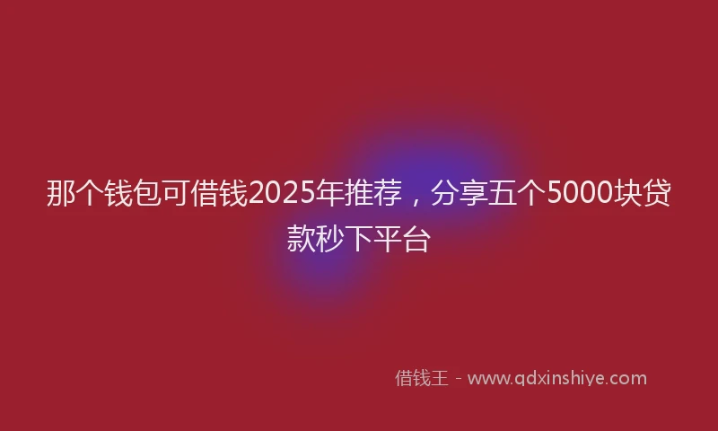 那个钱包可借钱2025年推荐，分享五个5000块贷款秒下平台