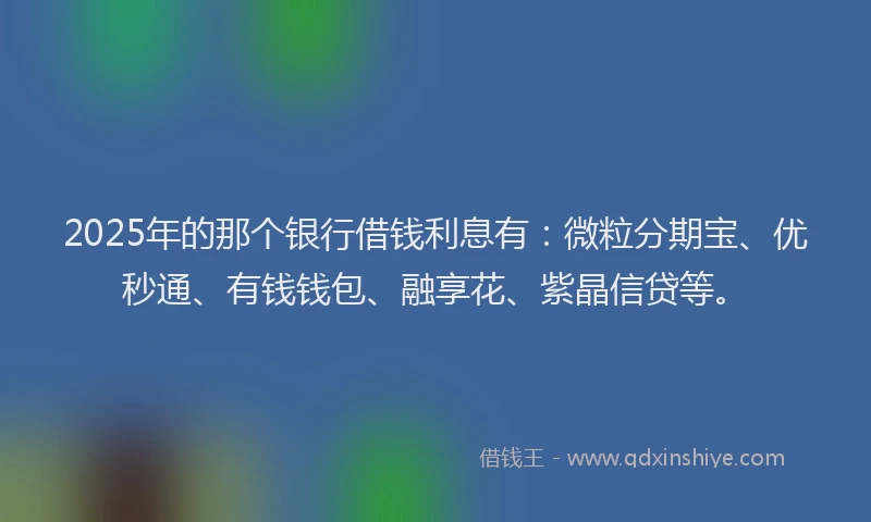 2025年的那个银行借钱利息有：微粒分期宝、优秒通、有钱钱包、融享花、紫晶信贷等。