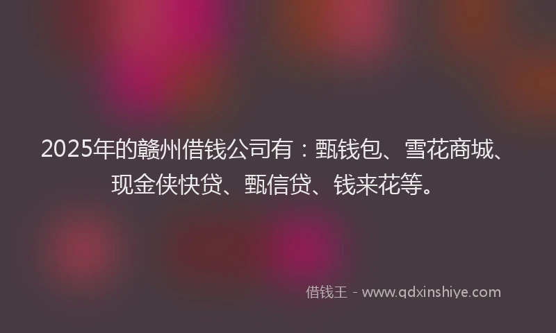 2025年的赣州借钱公司有：甄钱包、雪花商城、现金侠快贷、甄信贷、钱来花等。