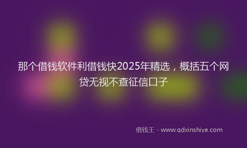 那个借钱软件利借钱快2025年精选，概括五个网贷无视不查征信口子
