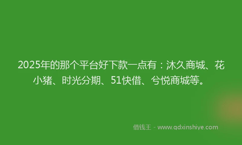 2025年的那个平台好下款一点有：沐久商城、花小猪、时光分期、51快借、兮悦商城等。