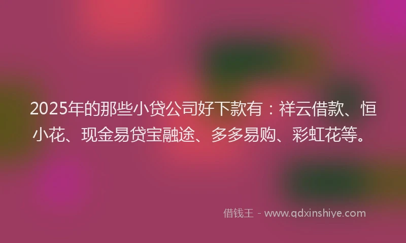 2025年的那些小贷公司好下款有：祥云借款、恒小花、现金易贷宝融途、多多易购、彩虹花等。