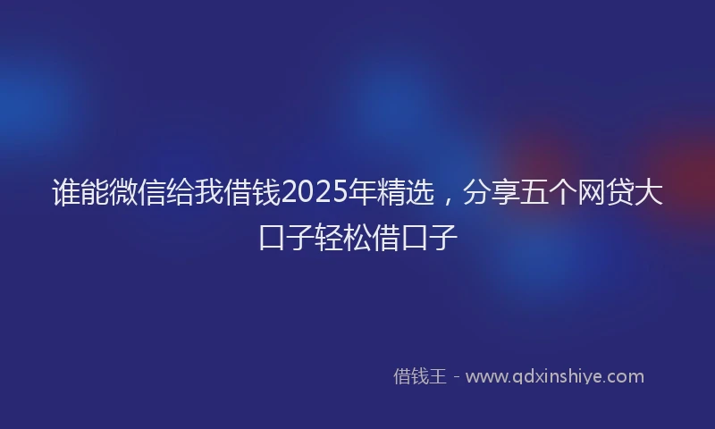 谁能微信给我借钱2025年精选，分享五个网贷大口子轻松借口子