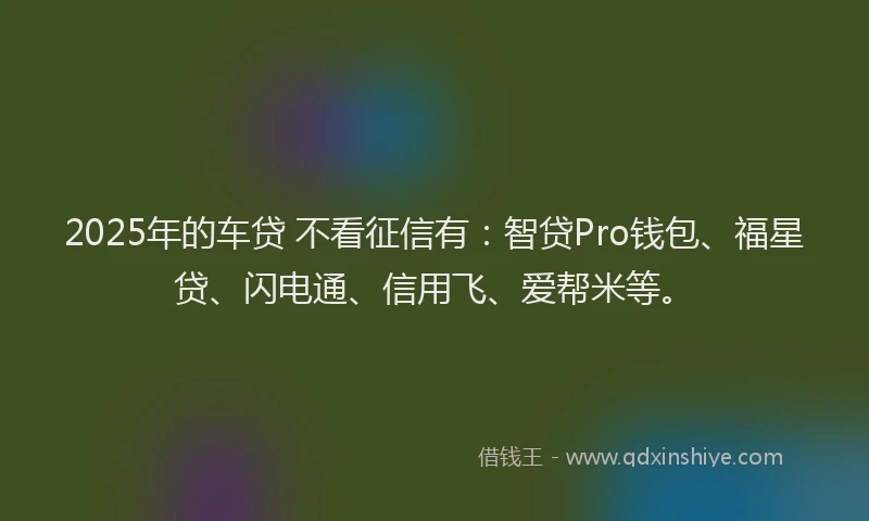 2025年的车贷 不看征信有：智贷Pro钱包、福星贷、闪电通、信用飞、爱帮米等。