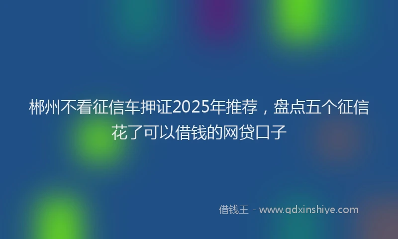 郴州不看征信车押证2025年推荐，盘点五个征信花了可以借钱的网贷口子