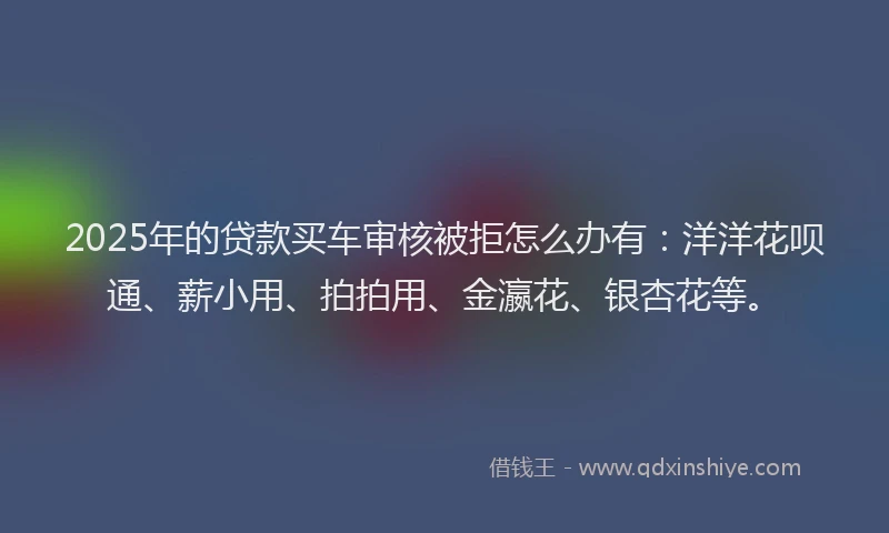 2025年的贷款买车审核被拒怎么办有：洋洋花呗通、薪小用、拍拍用、金瀛花、银杏花等。