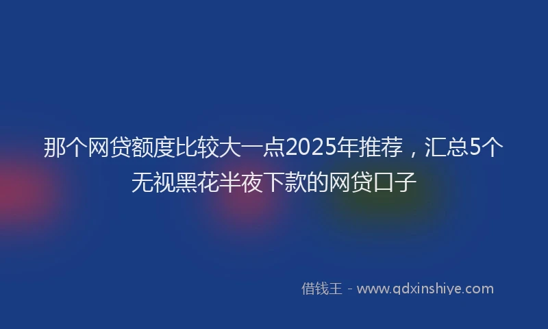 那个网贷额度比较大一点2025年推荐，汇总5个无视黑花半夜下款的网贷口子