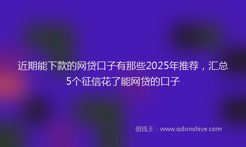 近期能下款的网贷口子有那些2025年推荐，汇总5个征信花了能网贷的口子