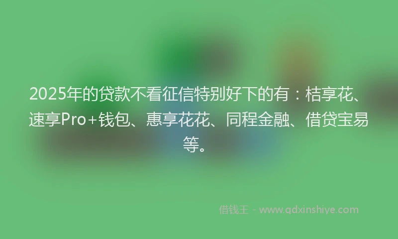2025年的贷款不看征信特别好下的有：桔享花、速享Pro+钱包、惠享花花、同程金融、借贷宝易等。