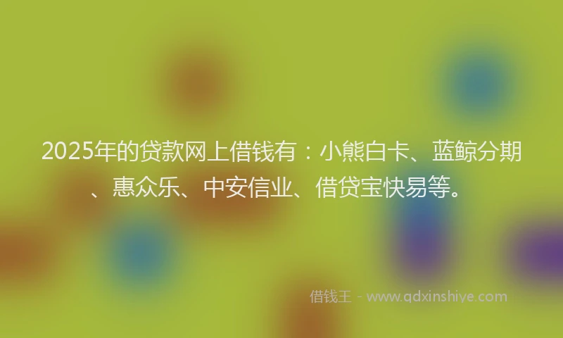 2025年的贷款网上借钱有：小熊白卡、蓝鲸分期、惠众乐、中安信业、借贷宝快易等。