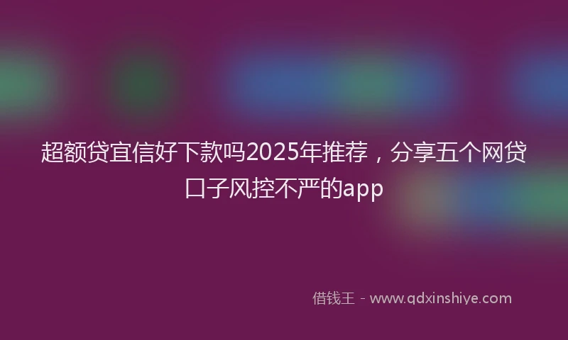 超额贷宜信好下款吗2025年推荐，分享五个网贷口子风控不严的app