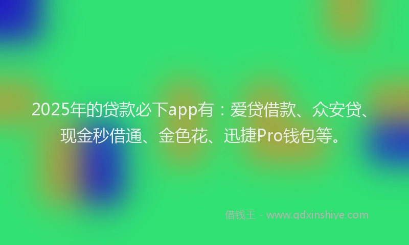 2025年的贷款必下app有：爱贷借款、众安贷、现金秒借通、金色花、迅捷Pro钱包等。