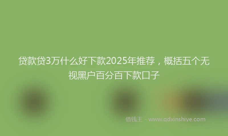 贷款贷3万什么好下款2025年推荐，概括五个无视黑户百分百下款口子