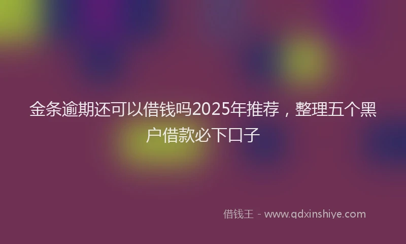 金条逾期还可以借钱吗2025年推荐，整理五个黑户借款必下口子