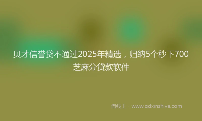 贝才信誉贷不通过2025年精选，归纳5个秒下700芝麻分贷款软件