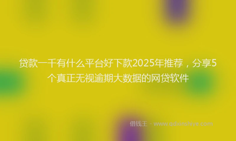 贷款一千有什么平台好下款2025年推荐，分享5个真正无视逾期大数据的网贷软件
