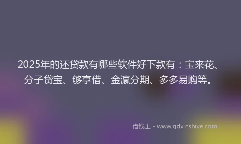 2025年的还贷款有哪些软件好下款有：宝来花、分子贷宝、够享借、金瀛分期、多多易购等。