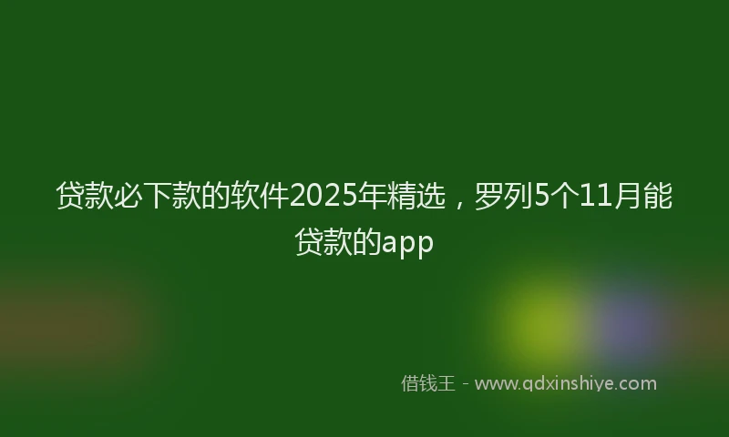 贷款必下款的软件2025年精选，罗列5个11月能贷款的app
