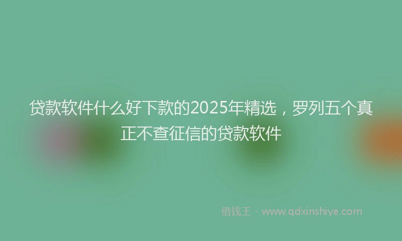 贷款软件什么好下款的2025年精选，罗列五个真正不查征信的贷款软件
