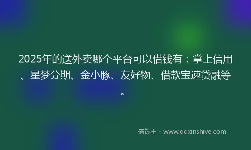 2025年的送外卖哪个平台可以借钱有：掌上信用、星梦分期、金小豚、友好物、借款宝速贷融等。