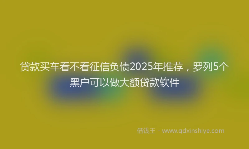 贷款买车看不看征信负债2025年推荐，罗列5个黑户可以做大额贷款软件