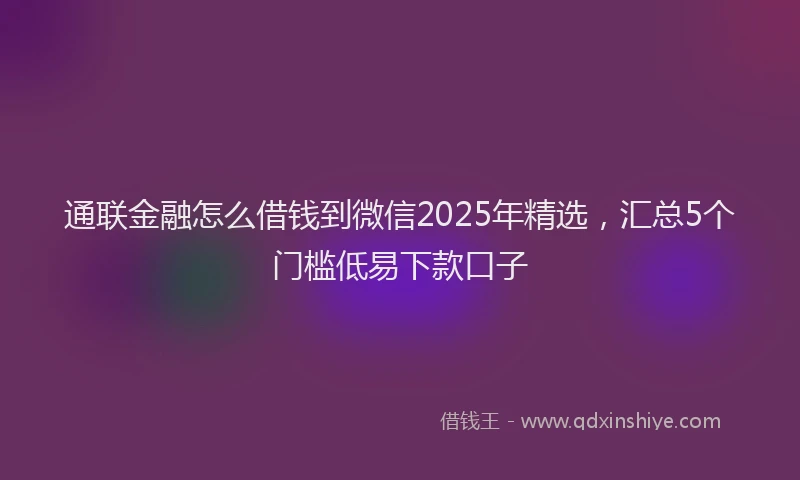 通联金融怎么借钱到微信2025年精选，汇总5个门槛低易下款口子