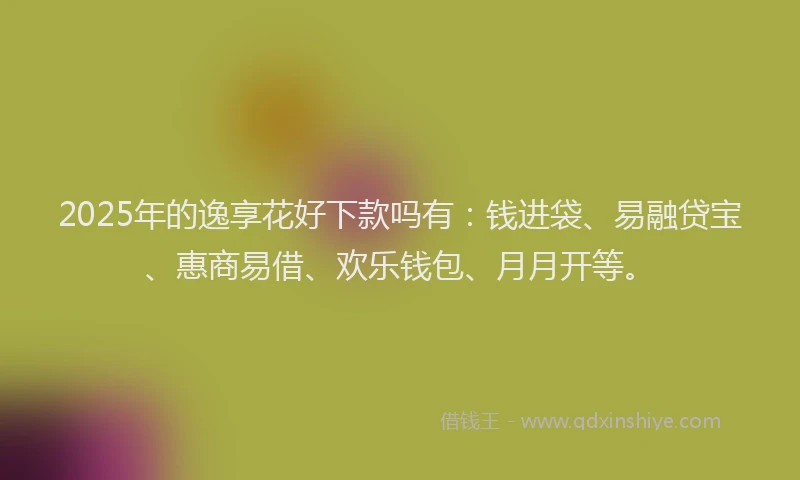 2025年的逸享花好下款吗有：钱进袋、易融贷宝、惠商易借、欢乐钱包、月月开等。