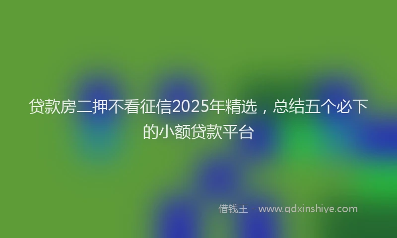 贷款房二押不看征信2025年精选，总结五个必下的小额贷款平台