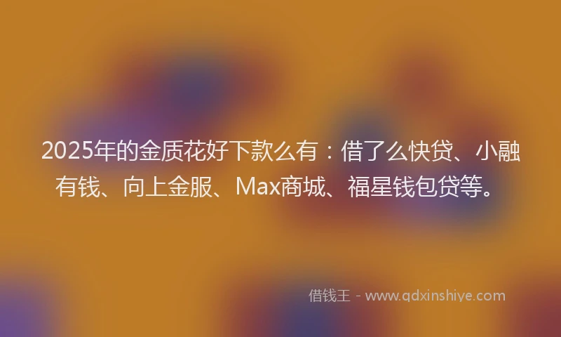 2025年的金质花好下款么有：借了么快贷、小融有钱、向上金服、Max商城、福星钱包贷等。