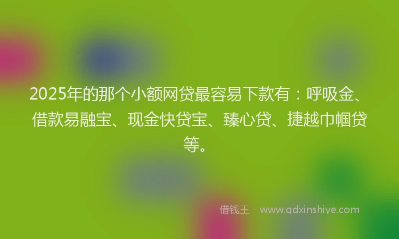 2025年的那个小额网贷最容易下款有：呼吸金、借款易融宝、现金快贷宝、臻心贷、捷越巾帼贷等。