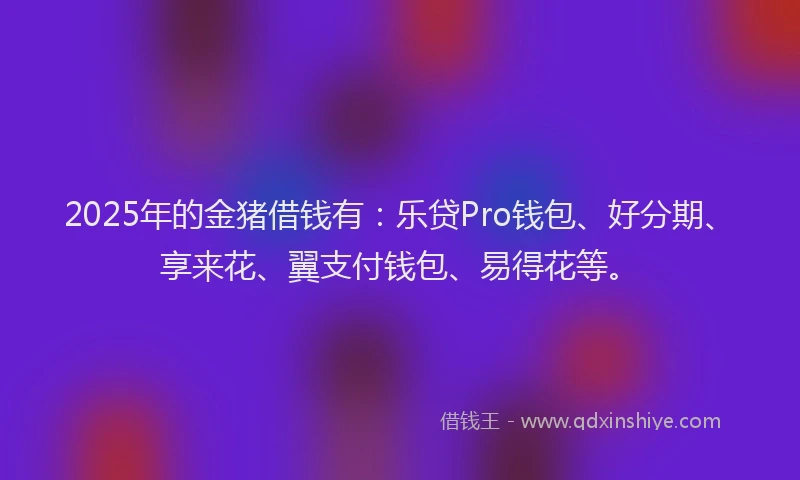 2025年的金猪借钱有：乐贷Pro钱包、好分期、享来花、翼支付钱包、易得花等。