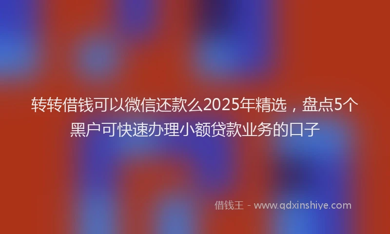 转转借钱可以微信还款么2025年精选，盘点5个黑户可快速办理小额贷款业务的口子