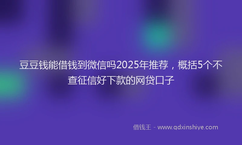 豆豆钱能借钱到微信吗2025年推荐，概括5个不查征信好下款的网贷口子