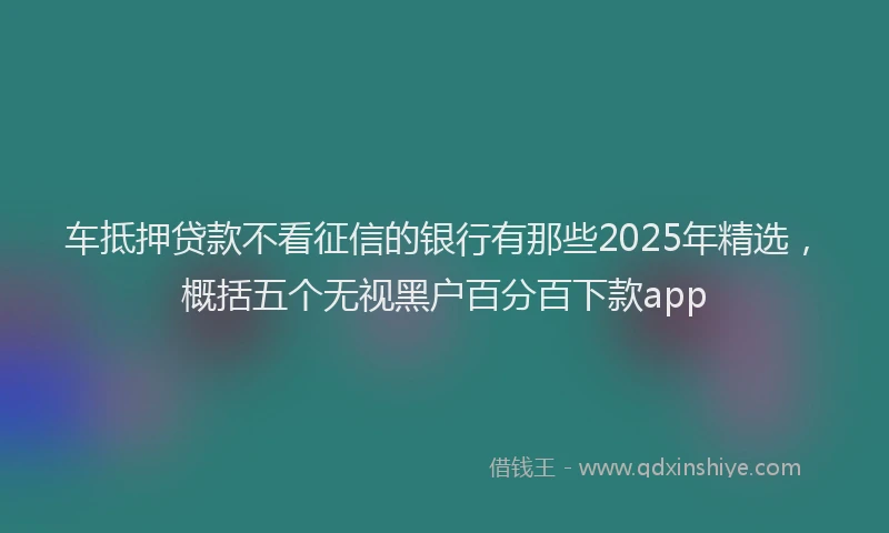 车抵押贷款不看征信的银行有那些2025年精选，概括五个无视黑户百分百下款app