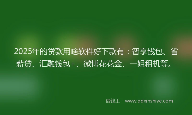 2025年的贷款用啥软件好下款有：智享钱包、省薪贷、汇融钱包+、微博花花金、一姐租机等。