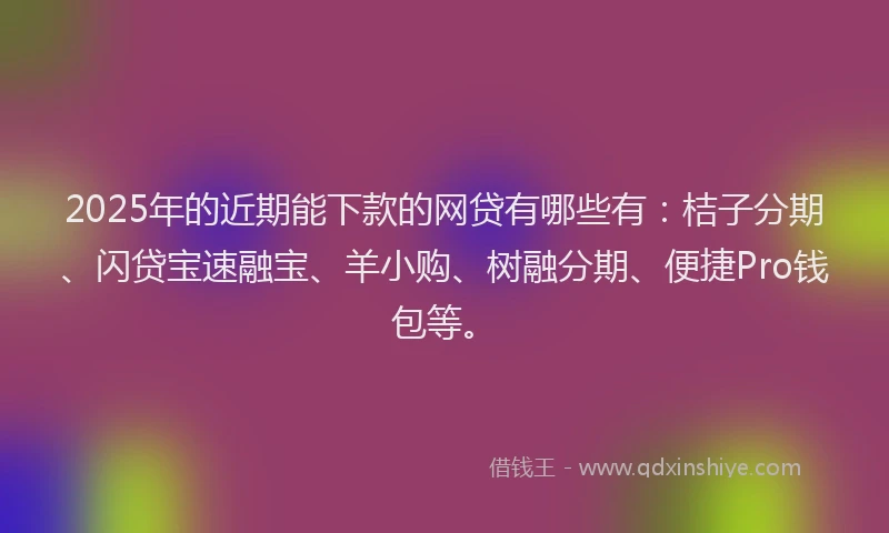 2025年的近期能下款的网贷有哪些有：桔子分期、闪贷宝速融宝、羊小购、树融分期、便捷Pro钱包等。