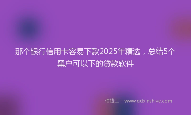 那个银行信用卡容易下款2025年精选，总结5个黑户可以下的贷款软件