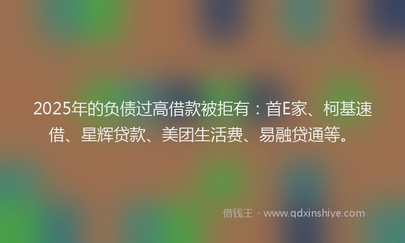 2025年的负债过高借款被拒有：首E家、柯基速借、星辉贷款、美团生活费、易融贷通等。