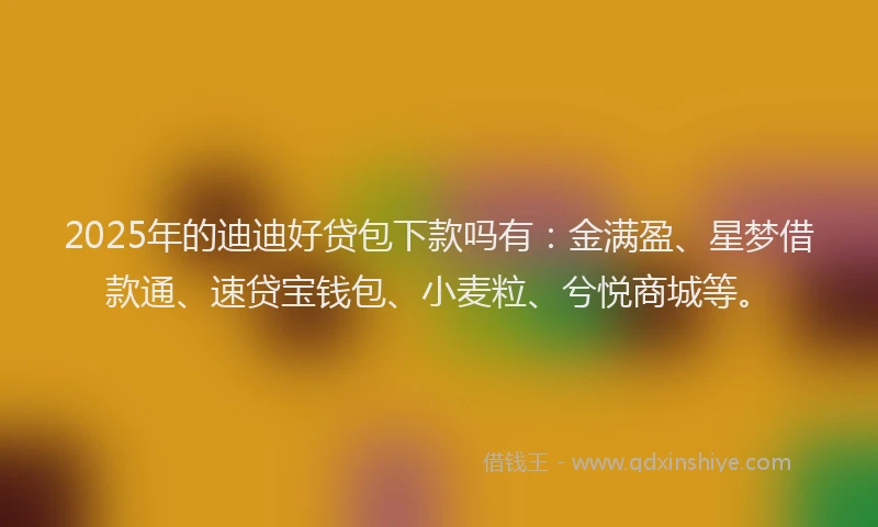 2025年的迪迪好贷包下款吗有：金满盈、星梦借款通、速贷宝钱包、小麦粒、兮悦商城等。