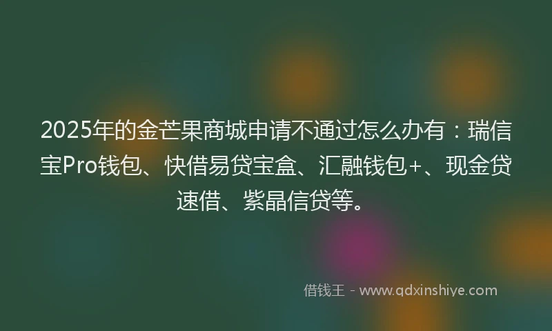2025年的金芒果商城申请不通过怎么办有：瑞信宝Pro钱包、快借易贷宝盒、汇融钱包+、现金贷速借、紫晶信贷等。
