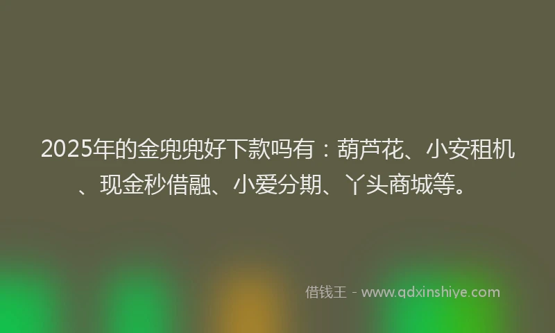 2025年的金兜兜好下款吗有：葫芦花、小安租机、现金秒借融、小爱分期、丫头商城等。