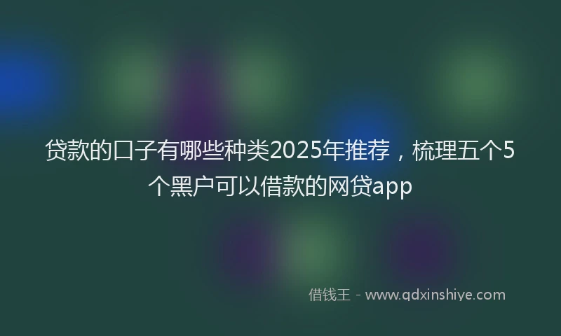 贷款的口子有哪些种类2025年推荐，梳理五个5个黑户可以借款的网贷app