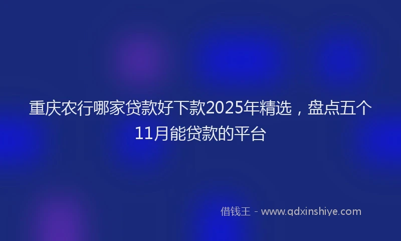 重庆农行哪家贷款好下款2025年精选，盘点五个11月能贷款的平台