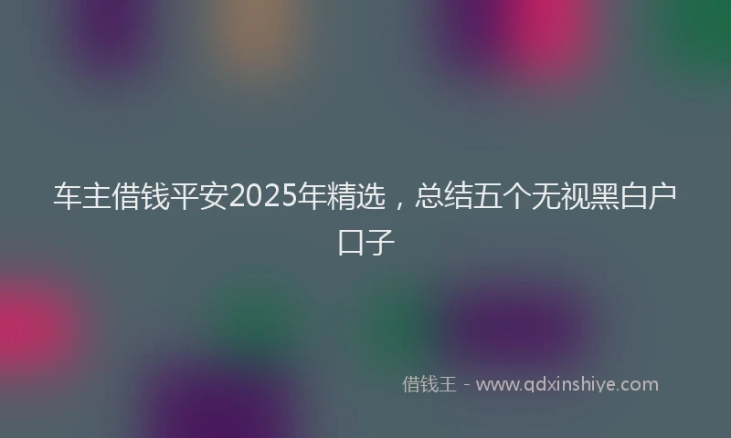 车主借钱平安2025年精选，总结五个无视黑白户口子